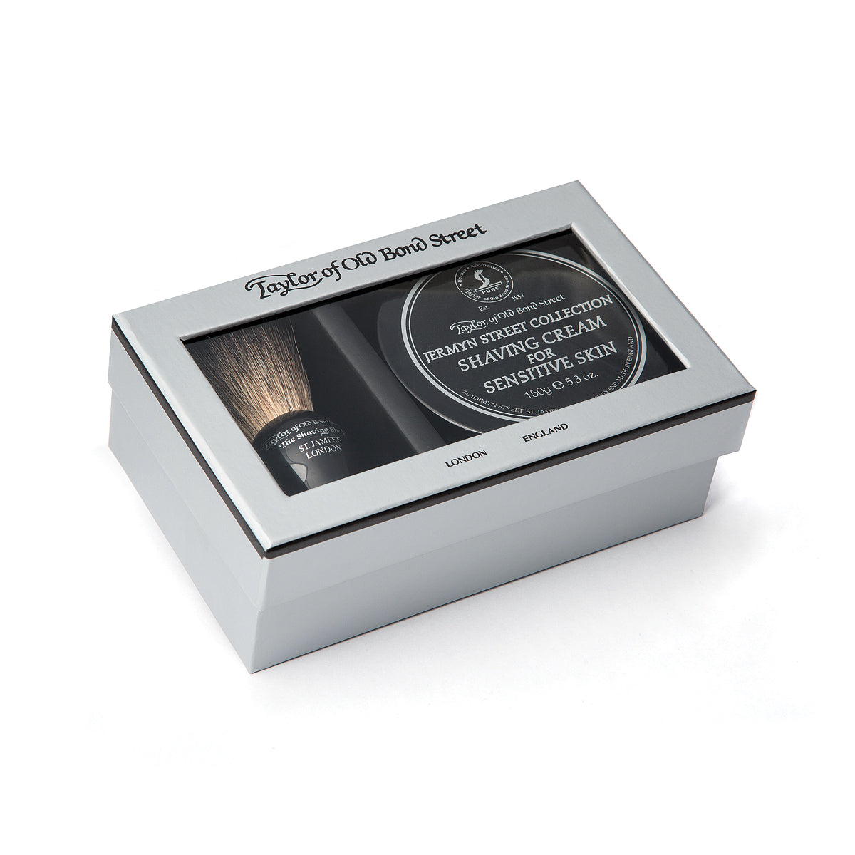 Taylor of Old Bond Street Black Pure Badger Brush & Jermyn Street Gift Box