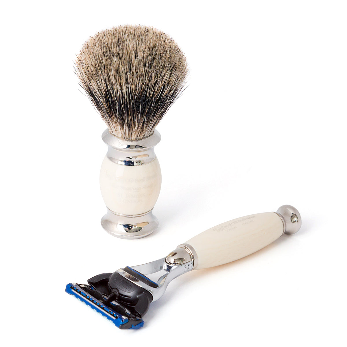 Taylor of Old Bond Street Pure Badger Brush & Fusion Razor Edwardian Set