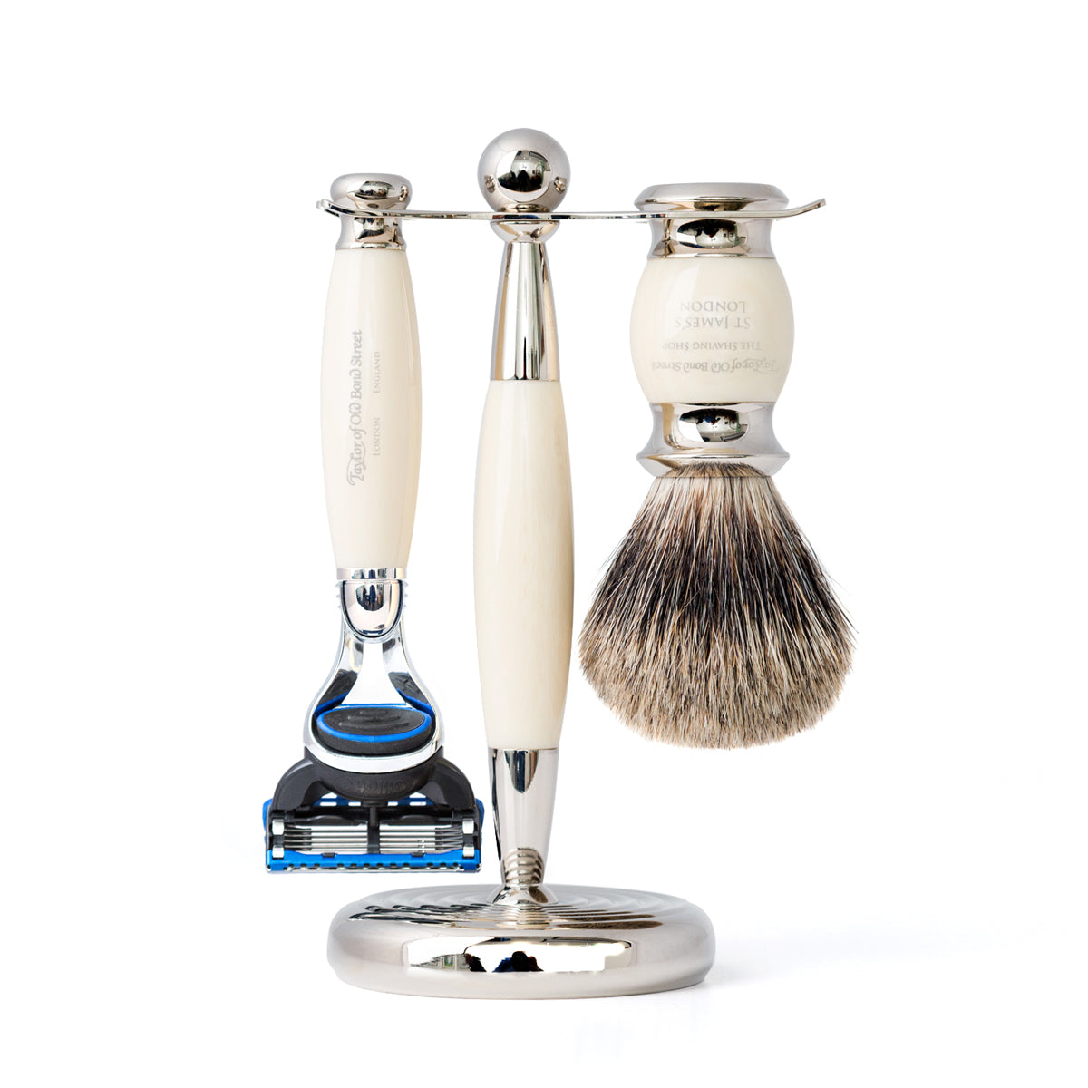 Taylor of Old Bond Street Pure Badger Brush & Fusion Razor Edwardian Set