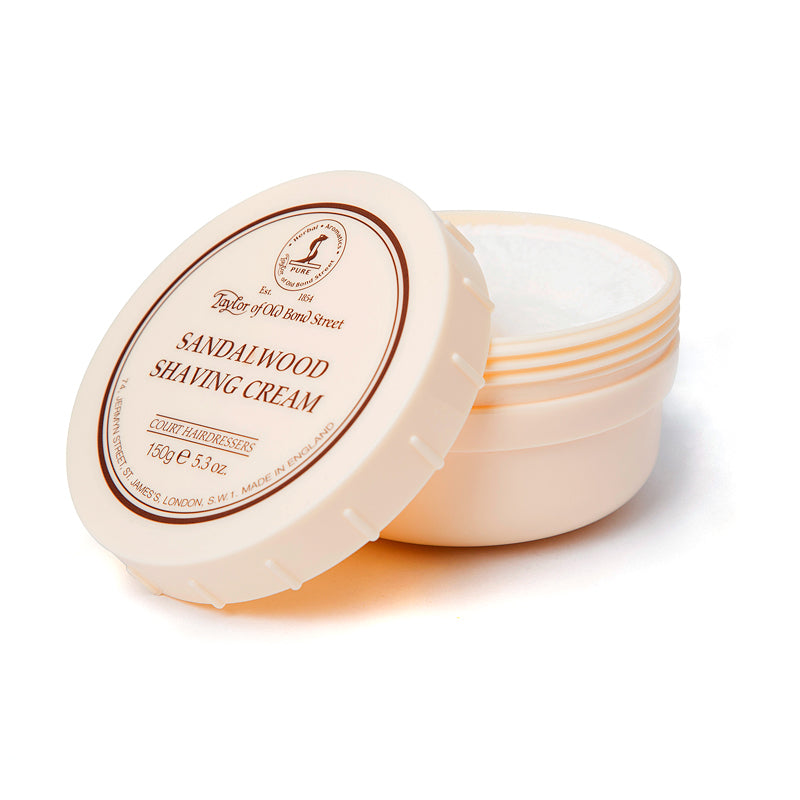 Sandalwood Shaving Cream Bowl 150g (open lid)