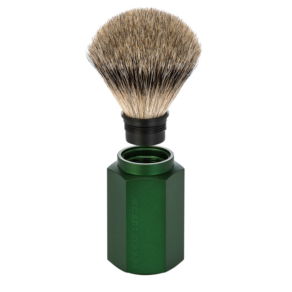 MUHLE HEXAGON Silvertip Badger Shaving Brush in Forest Green