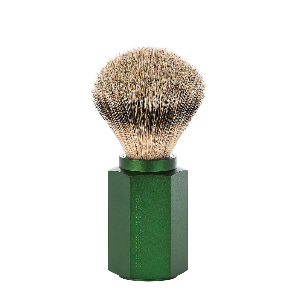 MUHLE HEXAGON Silvertip Badger Shaving Brush in Forest Green