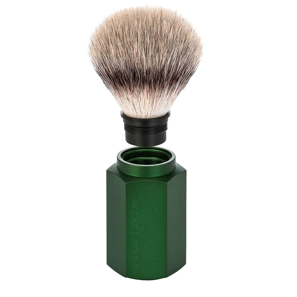 MUHLE HEXAGON Silvertip Fibre Shaving Brush in Forest Green