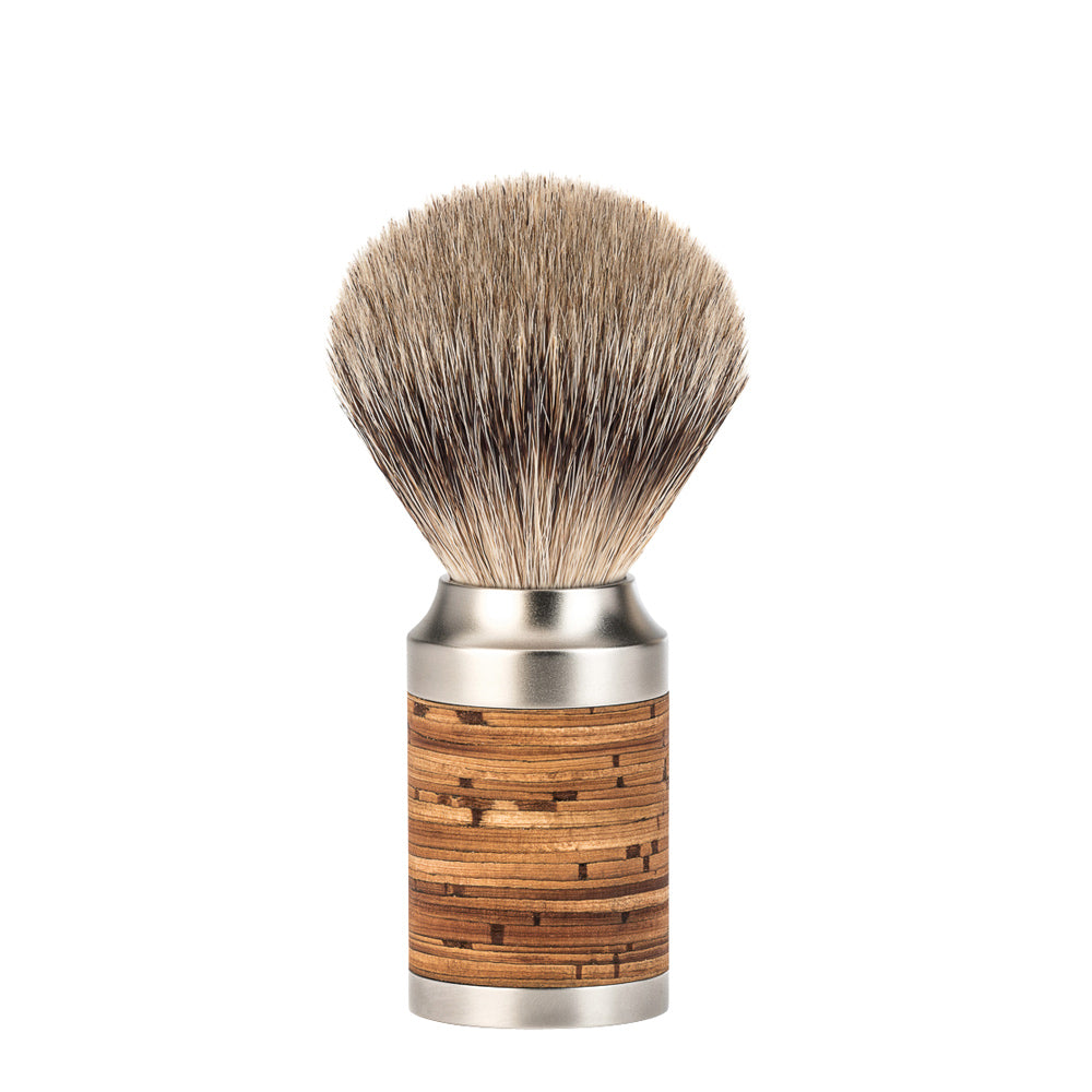 MUHLE ROCCA Stainless Steel and Birch Bark Silvertip Badger Shaving Brush