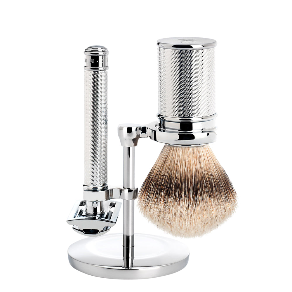 MUHLE TRADITIONAL Chrome Silvertip Badger Brush and Safety Razor Set