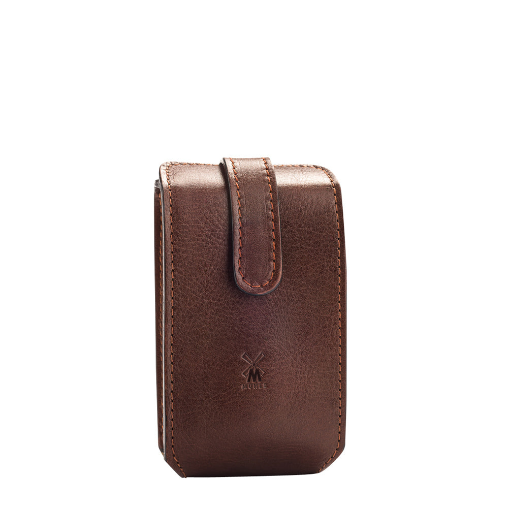 MUHLE TRAVEL Brown Leather Travel Razor and Shaving Brush Case