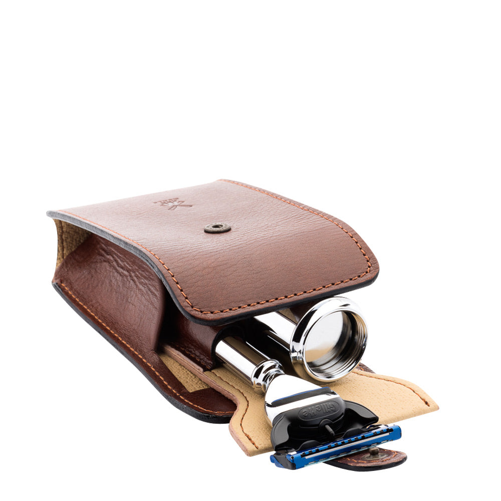 MUHLE TRAVEL Florentine Brown Case with Synthetic Brush & Fusion Razor