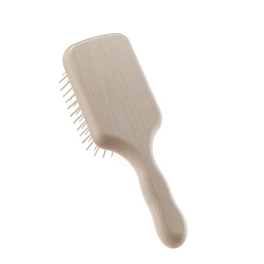 pneumatic beech wood paddle brush with wooden pins back